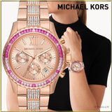 Michael Kors Everest Chronograph Rose Gold Dial Rose Gold Steel Strap Watch For Women - MK7211 Authentic Buy Shop Now