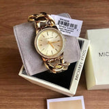 Michael Kors Nini Three Hand Gold Dial Gold Steel Strap Watch For Women - MK3235 Authentic Buy Shop Now