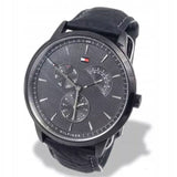 Tommy Hilfiger Brad Chronograph Quartz Grey Dial Grey Leather Strap Watch For Men - 1710388 Authentic Buy Shop Now