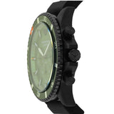 Emporio Armani Diver Chronograph Quartz Green Dial Black Silicon Strap Watch For Men - AR11463 Authentic Buy Shop Now