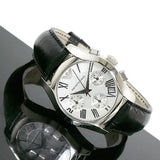 Emporio Armani Velente Silver Dial Black Leather Strap Watch for Women - AR0670 Authentic Buy Shop Now