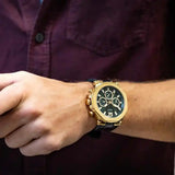 Guess Edge Chronograph Green Dial Black Leather Strap Watch For Men - GW0492G3 Authentic Buy Shop Now