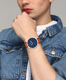 Fossil Minimalist Blue Dial Brown Leather Strap Watch for Men - FS5304 Authentic Buy Shop Now