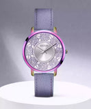 Guess Dahlia Analog Silver Dial Purple Leather Strap Watch For Women - GW0529L4 Authentic Buy Shop Now