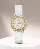Guess Crown Jewel Multifunction Diamonds White Dial White Leather Strap Watch for Women - GW0411L1 Authentic Buy Shop Now