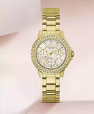 Guess Crown Jewel Diamonds White Dial Gold Steel Strap Watch for Women - GW0410L2 Authentic Buy Shop Now