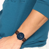 Lacoste Club Blue Dial Brown Leather Strap Watch for Men - 2011141 Authentic Buy Shop Now