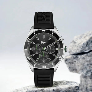 Lacoste Tiebreaker Chronograph Black Dial Black Silicone Strap Watch for Men - 2011152 Authentic Buy Shop Now
