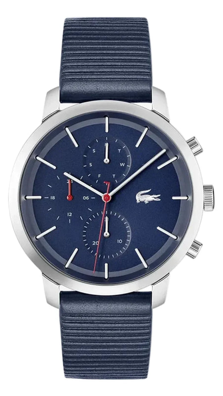 Lacoste Replay Chronograph Blue Dial Blue Leather Strap Watch for Men - 2011176 Authentic Buy Shop Now