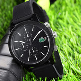 Lacoste 12.12 Chronograph Black Dial Black Silicone Strap Watch for Men - 2010972 Authentic Buy Shop Now