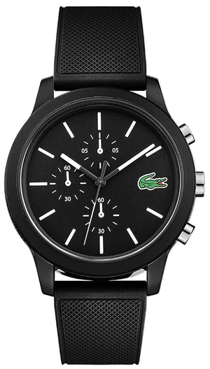 Lacoste 12.12 Chronograph Black Dial Black Silicone Strap Watch for Men - 2010972 Authentic Buy Shop Now
