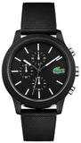 Lacoste 12.12 Chronograph Black Dial Black Silicone Strap Watch for Men - 2010972 Authentic Buy Shop Now