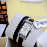 Michael Kors Empire Three-Hand Silver Dial Black Leather Strap Watch For Women - MK4722 Authentic Buy Shop Now