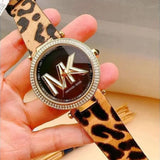 Michael Kors Parker Black Dial Cheetah Print Brown Leather Strap Watch For Women - MK4723 Authentic Buy Shop Now