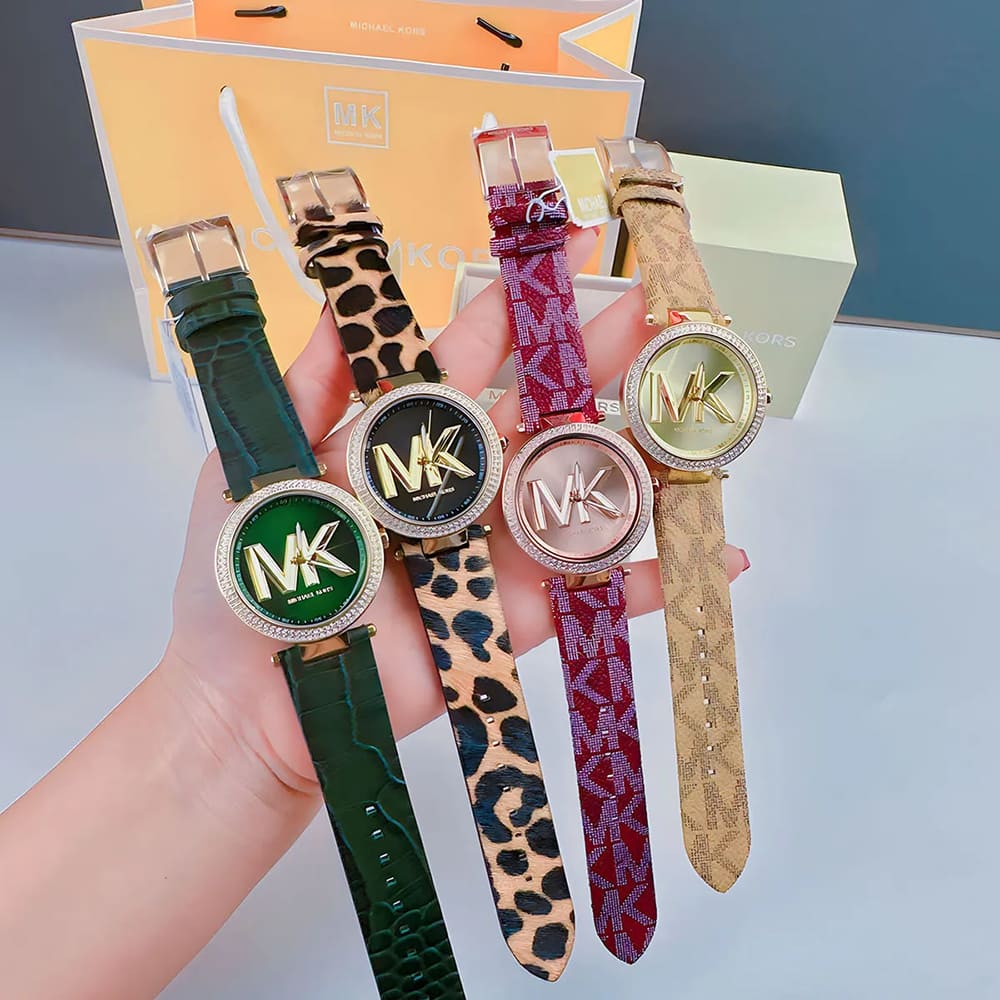 Michael Kors Parker Black Dial Cheetah Print Brown Leather Strap Watch For Women - MK4723 Authentic Buy Shop Now