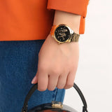 Michael Kors Runway Quartz Black Dial Gold Steel Strap Watch For Women - MK6682 Authentic Buy Shop Now