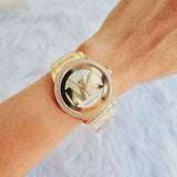 Michael Kors Tibby Three Hand Gold Dial Gold Steel Strap Watch For Women - MK6879 Authentic Buy Shop Now