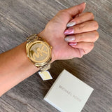 Michael Kors Janelle Quartz Gold Dial Gold Steel Strap Watch For Women - MK7088 Authentic Buy Shop Now