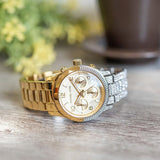 Michael Kors Runway Chronograph Gold Dial Two Tone Steel Strap Watch For Women - MK7329 Authentic Buy Shop Now