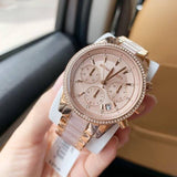Michael Kors Ritz Chronograph Rose Gold Dial Two Tone Steel Strap Watch for Women - MK6307 Authentic Buy Shop Now