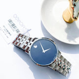 Movado Museum Classic Blue Dial Silver Steel Strap Watch for Men - 0607212 Authentic Buy Shop Now