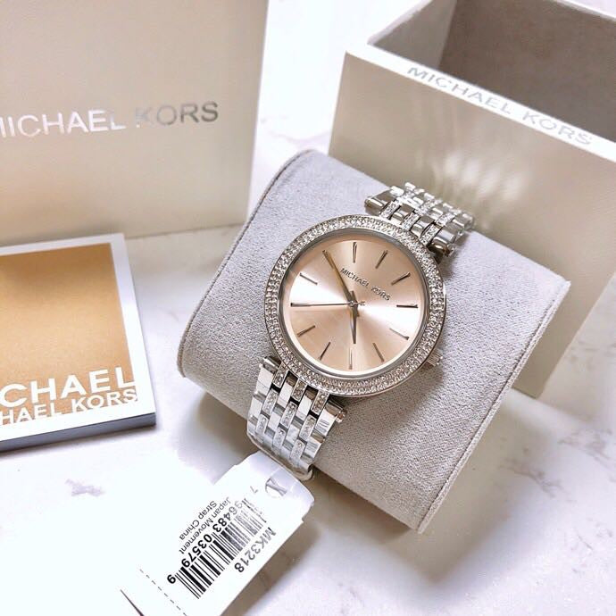 Michael Kors Darci Orange Dial Silver Stainless Steel Strap Watch for Women - MK3218 Authentic Buy Shop Now