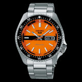 Seiko 5 Sports Double Hurricane Retro Orange Dial Silver Steel Strap Watch For Men - SRPK11K1 Authentic Buy Shop Now