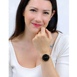 Daniel Wellington Petite Melrose Black Dial Rose Gold Mesh Strap Watch For Women - DW00100303 Authentic Buy Shop Now
