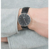 Daniel Wellington Classic Sheffield Black Dial Black Leather Strap Watch For Men - DW00100133