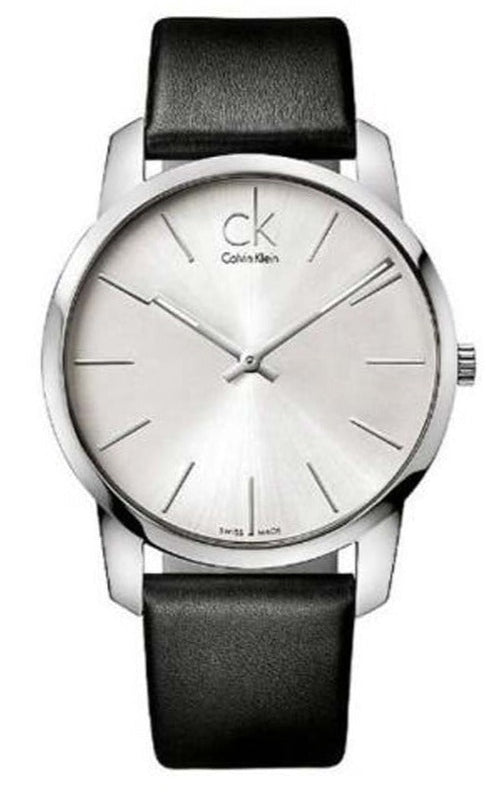 Calvin Klein City White Dial Black Leather Strap Watch For Men - K2G211C6 Authentic Buy Shop Now