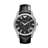 Emporio Armani Valente Chronograph Black Dial Black Leather Strap Watch For Men - AR1633 Authentic Buy Shop Now