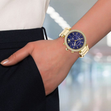 Michael Kors Parker Chronograph Blue Dial Gold Steel Strap Watch For Women - MK6262 Authentic Buy Shop Now