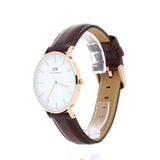 Daniel Wellington Classic Bristol White Dial Brown Leather Strap Watch For Women - DW00100039 Authentic Buy Shop Now