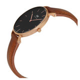 Daniel Wellington Classic Petite Durham Black Dial Brown Leather Strap Watch For Women - DW00100166 Authentic Buy Shop Now