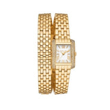 Michael Kors Emery Pave Double Wrap White Dial Gold Steel Strap Watch for Women - MK4833 Authentic Buy Shop Now