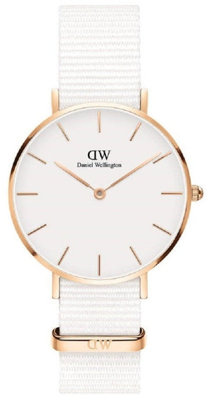 Daniel Wellington Classic Petit Dover White Dial White Nylon Strap Watch For Women - DW001000311 Authentic Buy Shop Now