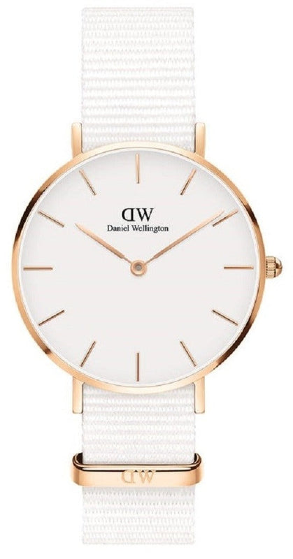 Daniel Wellington Classic Petit Dover White Dial White Nylon Strap Watch For Women - DW001000311 Authentic Buy Shop Now