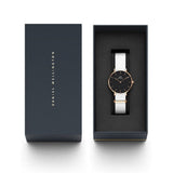 Daniel Wellington Classic Petit Dover Black Dial White NATO Strap Watch For Women - DW001000312 Authentic Buy Shop Now