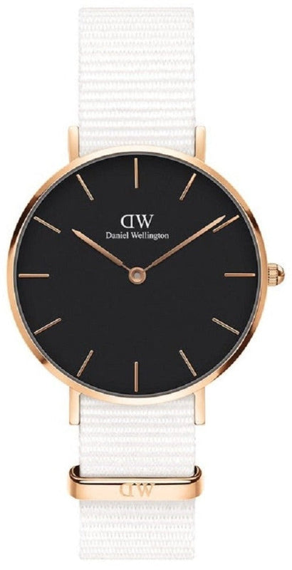 Daniel Wellington Classic Petit Dover Black Dial White NATO Strap Watch For Women - DW001000312 Authentic Buy Shop Now