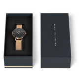 Daniel Wellington Classic Melrose Black Dial Gold Mesh Bracelet Watch For Women - DW00100161