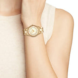 Michael Kors Lauryn Quartz Mother of Pearl Gold Dial Gold Steel Strap Watch For Women - MK4490 Authentic Buy Shop Now