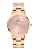 Daniel Wellington Iconic Link Pink Dial Rose Gold Steel Strap Watch For Women - DW00100335 Authentic Buy Shop Now