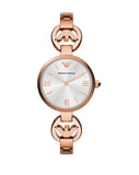 Emporio Armani Retro Quartz Silver Dial Rose Gold Steel Strap Watch For Women - AR1776 Authentic Buy Shop Now