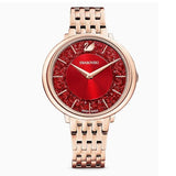 Swarovski Crystalline Chic Red Dial Rose Gold Steel Strap Watch for Women - 5547608 Authentic Buy Shop Now
