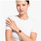 Swarovski Crystalline Chic Red Dial Rose Gold Steel Strap Watch for Women - 5547608 Authentic Buy Shop Now