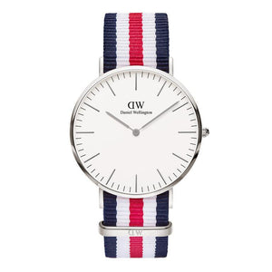 Daniel Wellington Classic Canterbury White Dial Two Tone Nylon Strap Watch For Men - DW00100016 Authentic Buy Shop Now