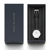 Daniel Wellington Classic Petite Sheffield White Dial Black Leather Strap Watch For Women - DW00100186 Authentic Buy Shop Now