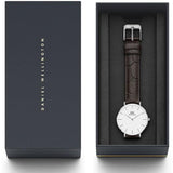 Daniel Wellington Classic Petite York White Dial Black Leather Strap Watch For Women - DW00100188 Authentic Buy Shop Now