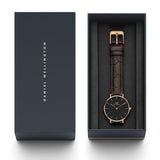 Daniel Wellington Classic Petite York Black Dial Brown Leather Strap Watch For Women - DW00100170 Authentic Buy Shop Now