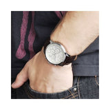 Guess Horizon Chronograph White Dial Brown Leather Strap Watch For Men - W0380G2 Authentic Buy Shop Now